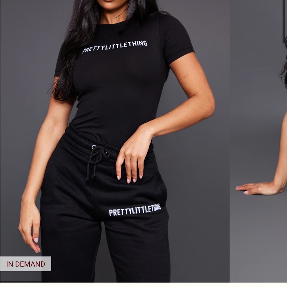 PrettyLittleThing Black Track Pants Sleek Joggers